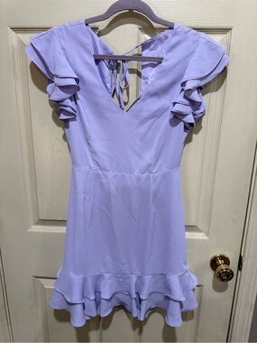 Women's Lavender Ruffle Midi Dress